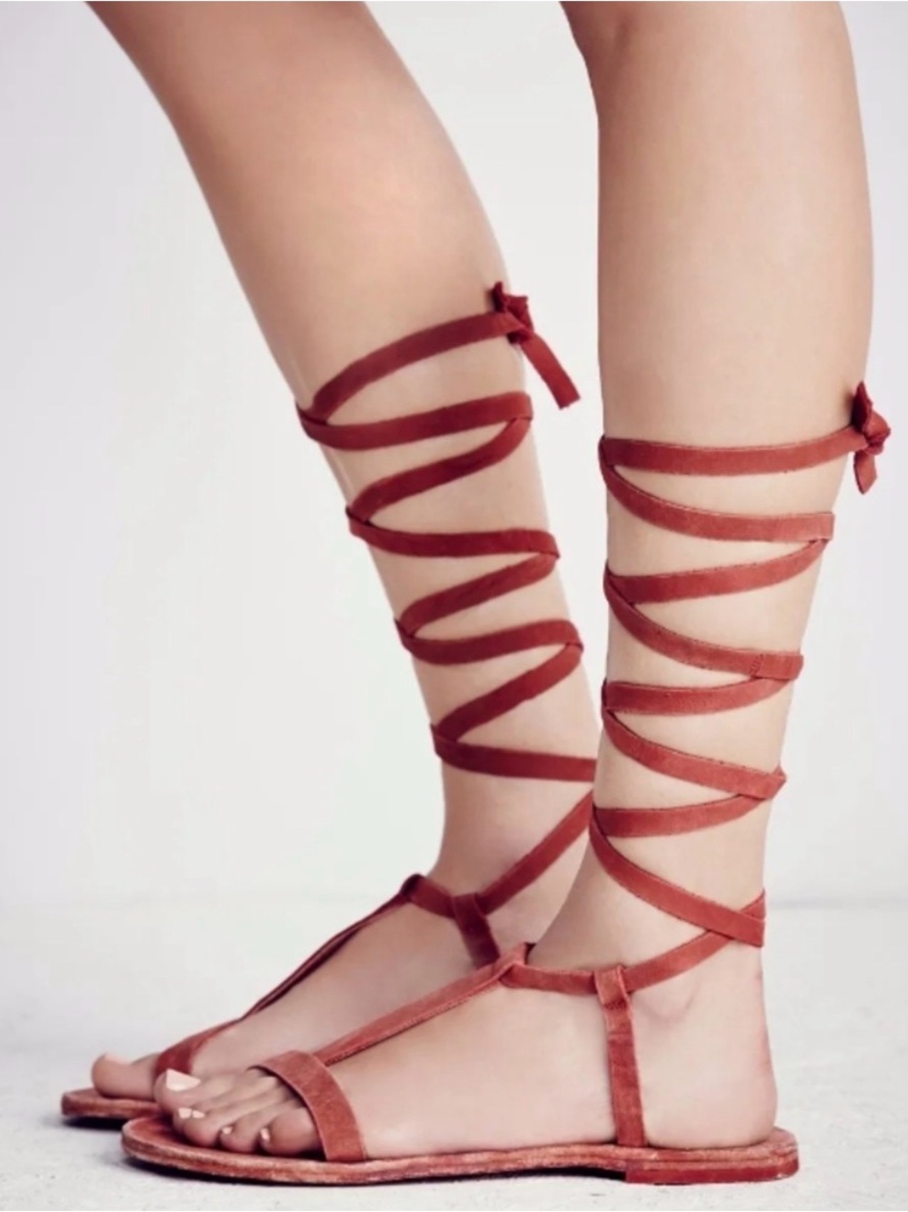 Free People Dahlia Leather Gladiator Festival Lace Up Tie Sandals 8.5/9